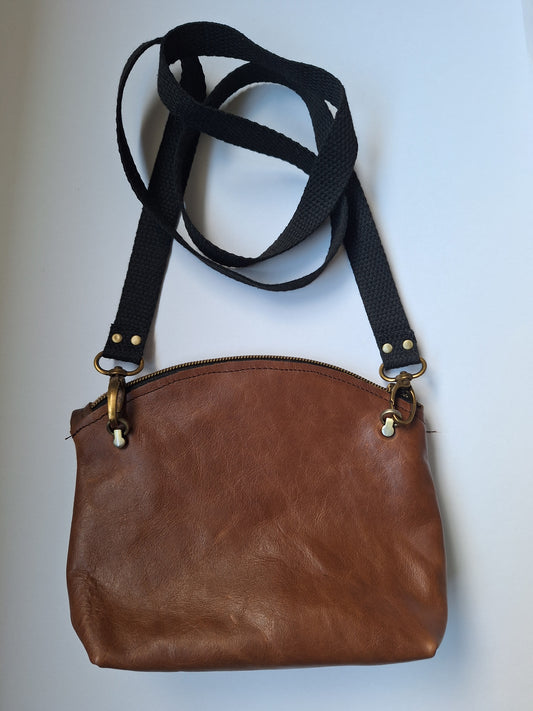 Two-Tone reclaimed leather cross body bag