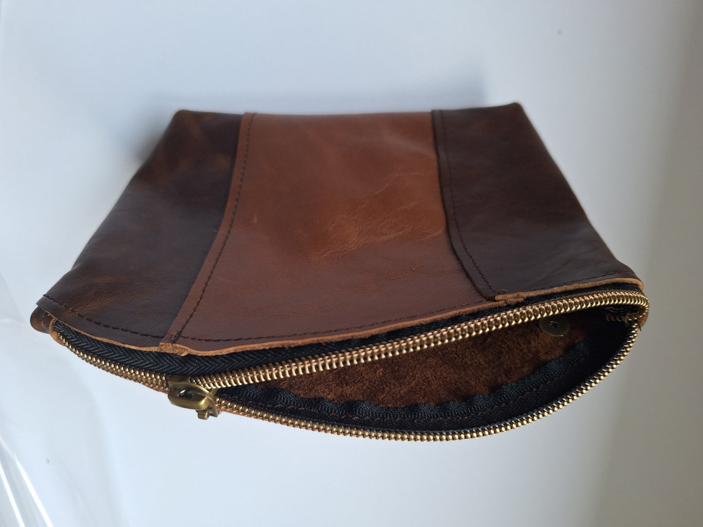 Two-Tone reclaimed leather cross body bag